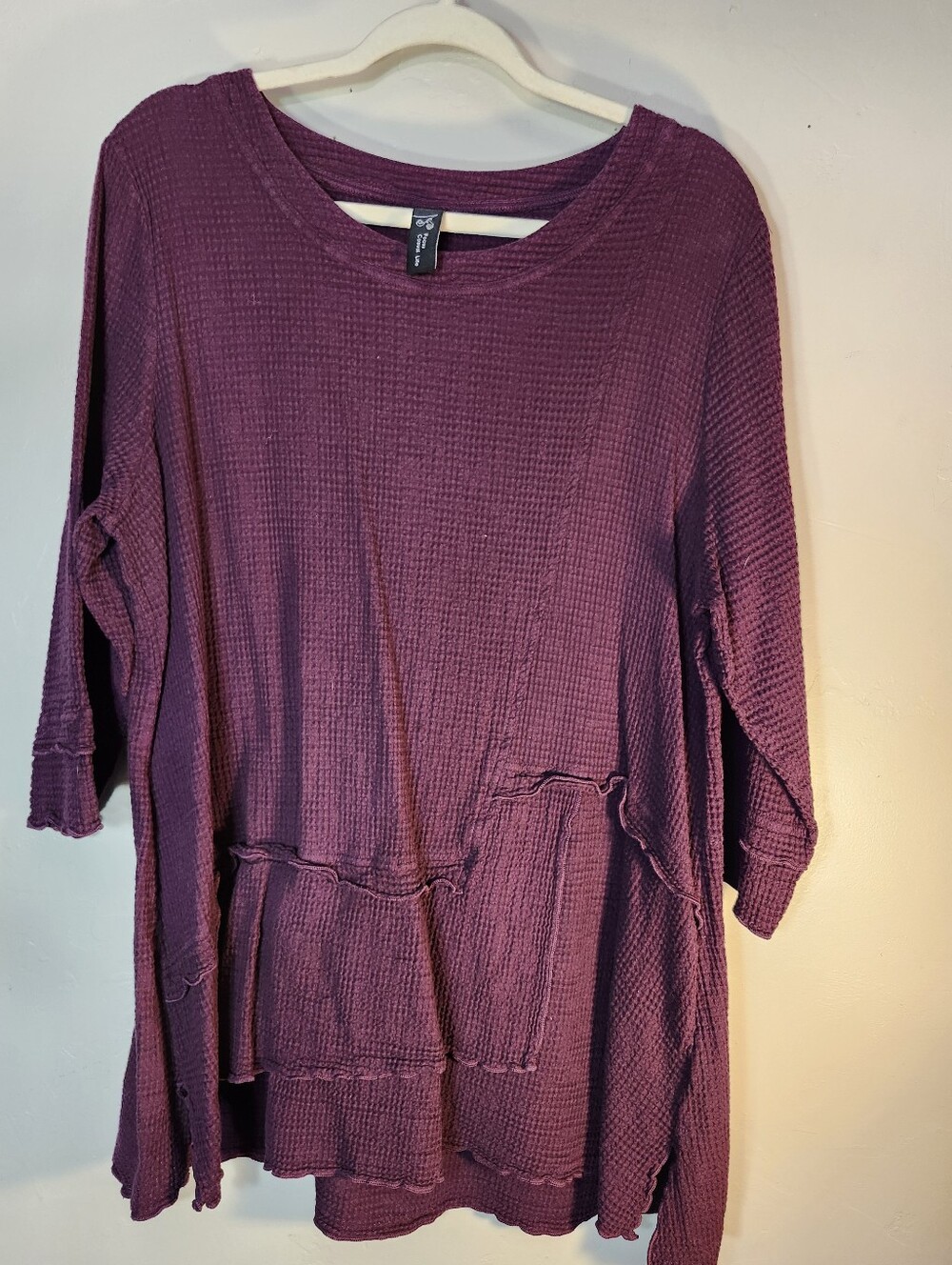 Focus Relaxed Waffle Tunic Top - Deep Plum